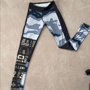 Reebok camo leggings with mess on the side